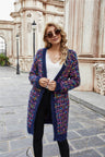 Multicolored Ribbed Trim Open Front Cardigan with Pockets king-general-store-5710.myshopify.com