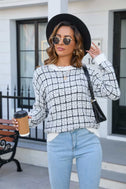 Plaid Round Neck Long Sleeve Pullover Sweater king-general-store-5710.myshopify.com