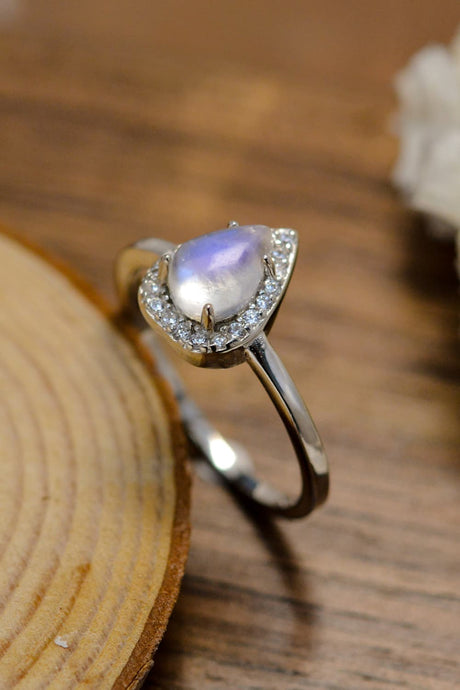 Moonstone Teardrop 925 Sterling Silver Halo Ring king-general-store-5710.myshopify.com