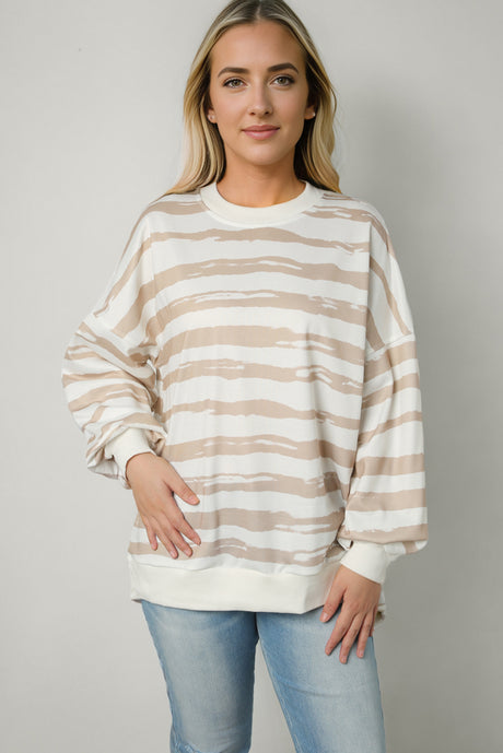 Striped Round Neck Long Sleeve Sweatshirt king-general-store-5710.myshopify.com