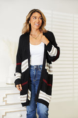 Double Take Striped Rib-Knit Drop Shoulder Open Front Cardigan king-general-store-5710.myshopify.com