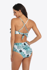 Tropical Print Ruffled Two-Piece Swimsuit king-general-store-5710.myshopify.com
