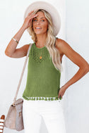 Openwork Tassel Hem Knit Tank king-general-store-5710.myshopify.com