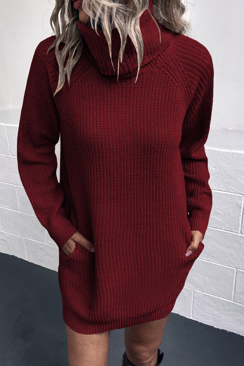 Turtleneck Sweater Dress with Pockets king-general-store-5710.myshopify.com