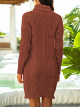 Turtleneck Ribbed Sweater Dress king-general-store-5710.myshopify.com