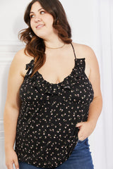 Culture Code Full Size Taste of Spring Ruffle Sleeveless Top in Black king-general-store-5710.myshopify.com