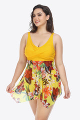 Plus Size Floral Two-Tone Asymmetrical Hem Two-Piece Swimsuit king-general-store-5710.myshopify.com