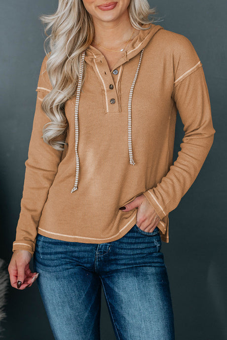 Dropped Shoulder Buttoned Hoodie king-general-store-5710.myshopify.com