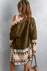 Geometric Open Front Long Sleeve Cardigan king-general-store-5710.myshopify.com