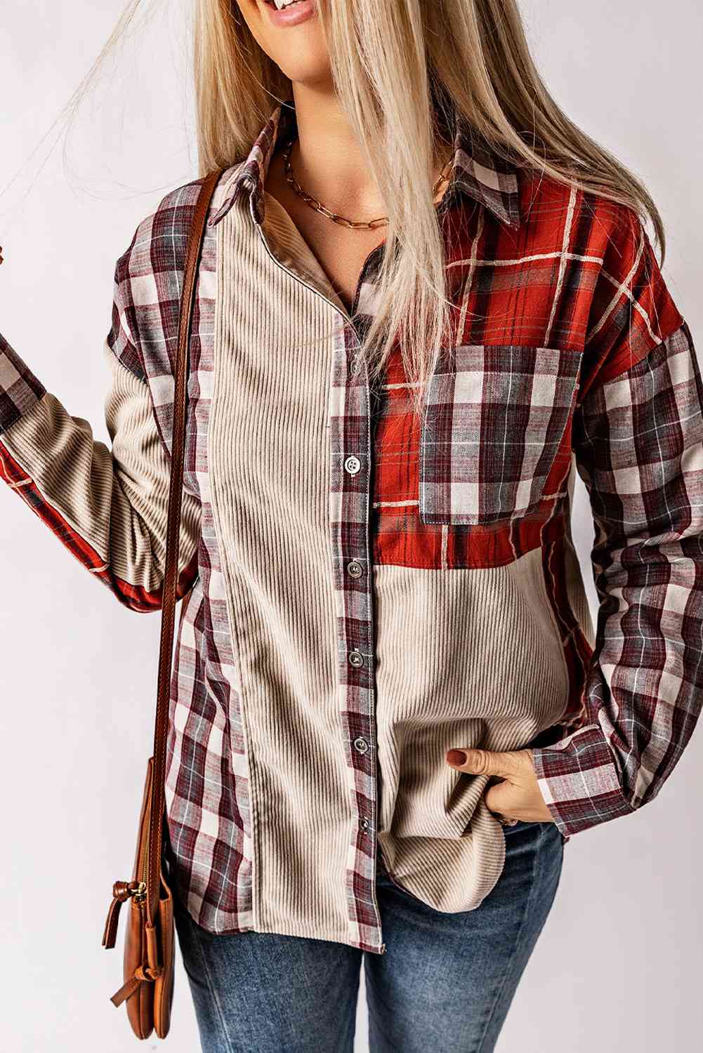 Plaid Collared Neck Buttoned Shirt with Pocket king-general-store-5710.myshopify.com