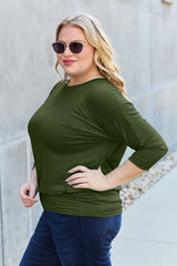 Basic Bae Full Size Round Neck Batwing Sleeve Blouse king-general-store-5710.myshopify.com