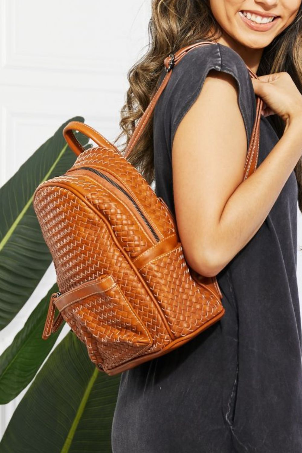 SHOMICO Certainly Chic Faux Leather Woven Backpack king-general-store-5710.myshopify.com