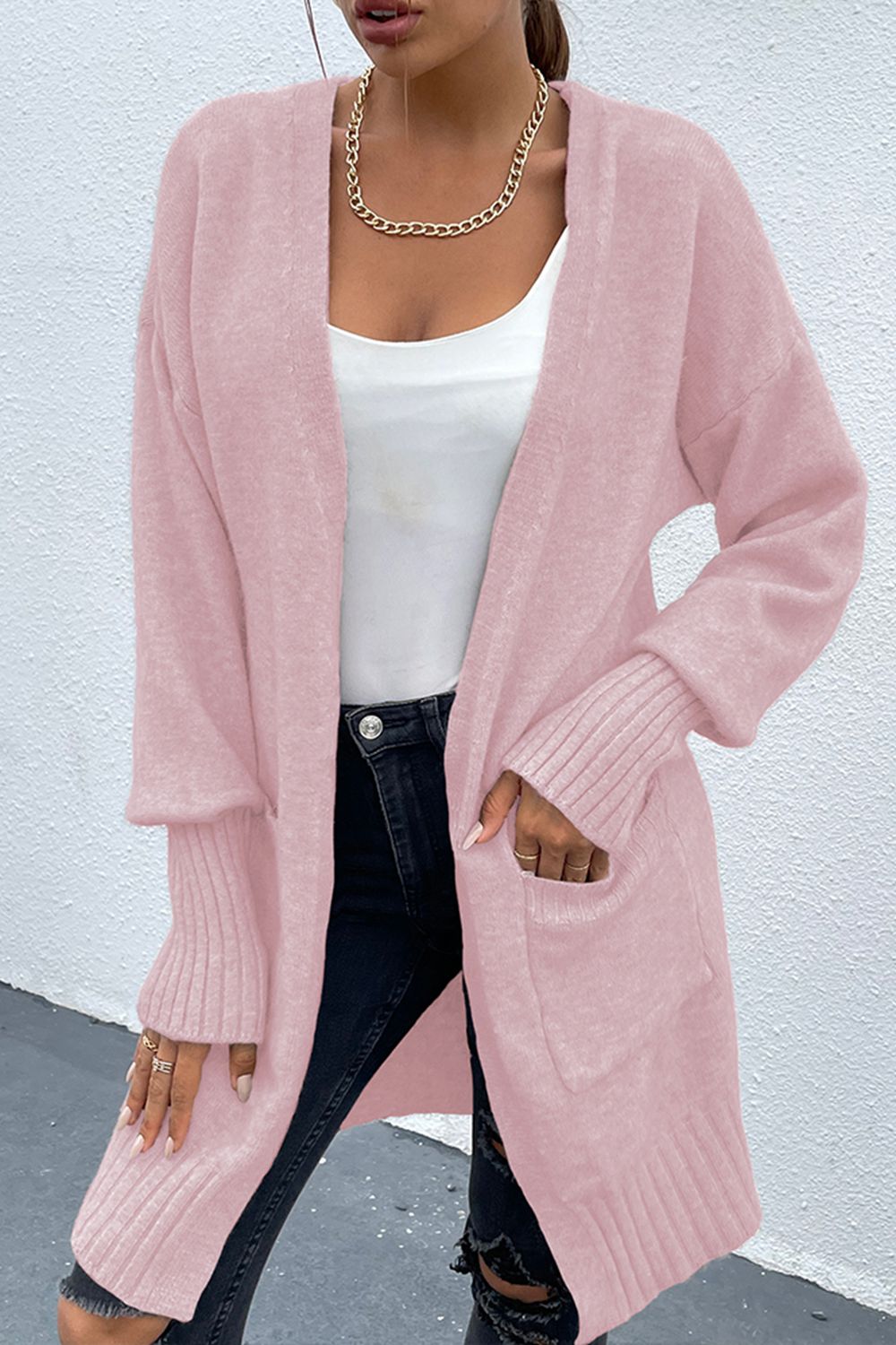 Open Front Dropped Shoulder Pocketed Cardigan king-general-store-5710.myshopify.com