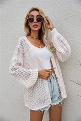 Openwork V-Neck Dropped Shoulder Cardigan king-general-store-5710.myshopify.com