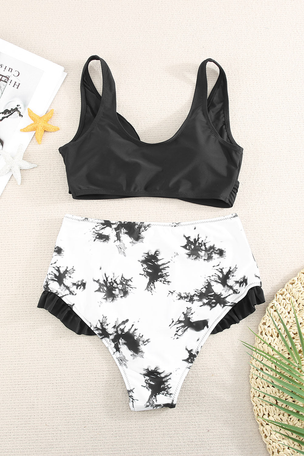 Two-Tone Crisscross Frill Trim Two-Piece Swimsuit king-general-store-5710.myshopify.com