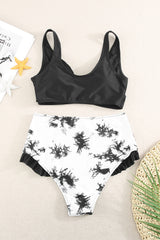 Two-Tone Crisscross Frill Trim Two-Piece Swimsuit king-general-store-5710.myshopify.com