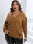 Plus Size Cutout V-Neck Sweater king-general-store-5710.myshopify.com