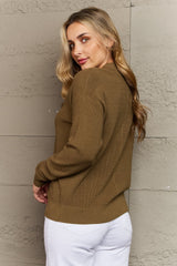 Zenana Kiss Me Tonight Full Size Button Down Cardigan in Olive king-general-store-5710.myshopify.com