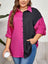 Plus Size Contrast Color Roll-Tap Sleeve Shirt king-general-store-5710.myshopify.com