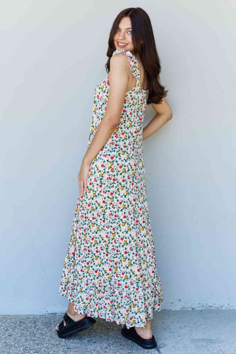 Doublju In The Garden Ruffle Floral Maxi Dress in Natural Rose king-general-store-5710.myshopify.com