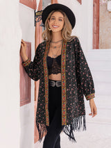 Printed Fringe Detail Cardigan king-general-store-5710.myshopify.com