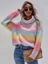 Rainbow Rib-Knit Turtleneck Drop Shoulder Sweater king-general-store-5710.myshopify.com