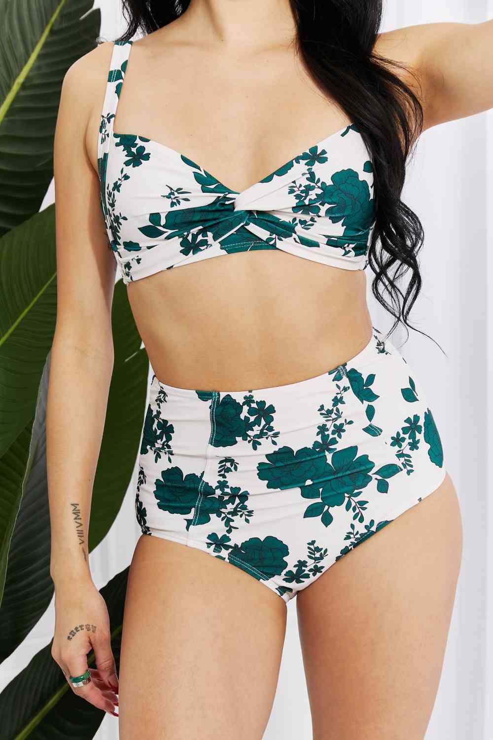 Marina West Swim Take A Dip Twist High-Rise Bikini in Forest king-general-store-5710.myshopify.com