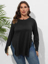 Plus Size Round Neck Long Sleeve Slit T-Shirt king-general-store-5710.myshopify.com