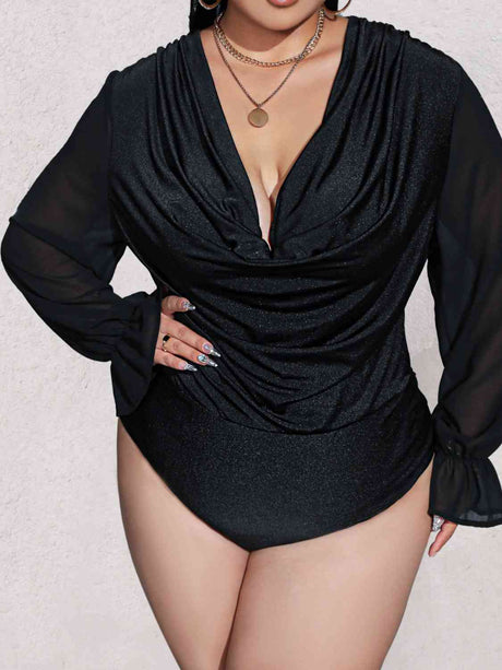 Plus Size Sexy Plunge Long Sleeve Bodysuit king-general-store-5710.myshopify.com