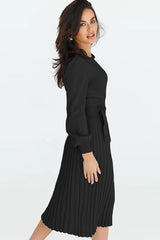 Round Neck Long Sleeve Pleated Sweater Dress king-general-store-5710.myshopify.com