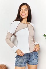 Double Take Color Block Exposed Seam Top king-general-store-5710.myshopify.com