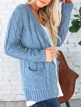 Cable-Knit Buttoned Cardigan with Pockets king-general-store-5710.myshopify.com