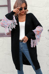 Fringe Sleeve Dropped Shoulder Cardigan king-general-store-5710.myshopify.com