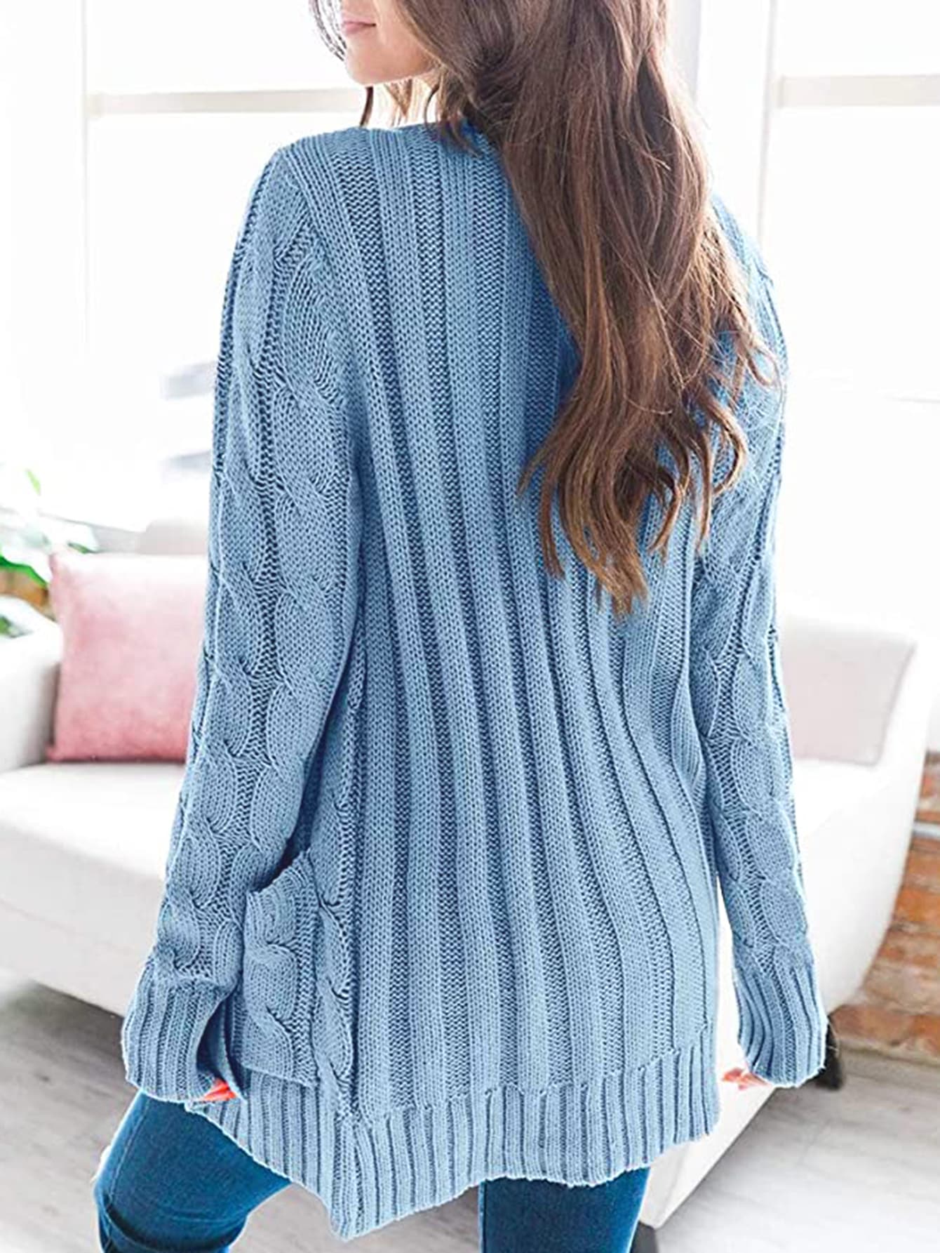 Cable-Knit Buttoned Cardigan with Pockets king-general-store-5710.myshopify.com