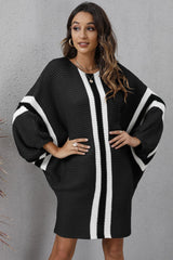 Ribbed Round Neck Long Sleeve Sweater Dress king-general-store-5710.myshopify.com