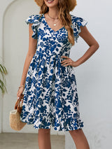 Floral V-Neck Flutter Sleeve Dress king-general-store-5710.myshopify.com