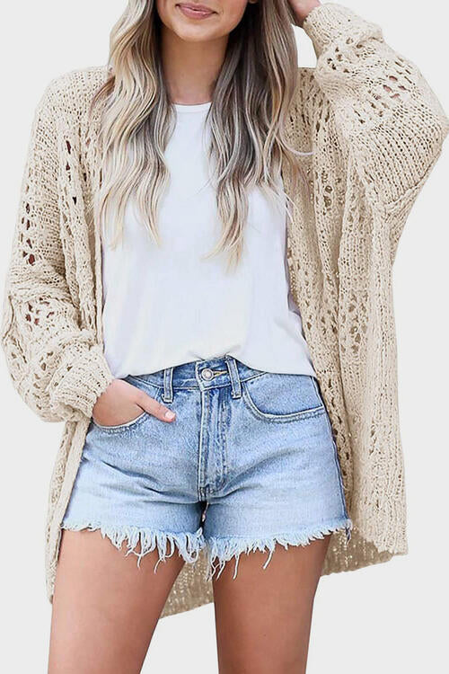 Openwork Open Front Long Sleeve Cardigan king-general-store-5710.myshopify.com