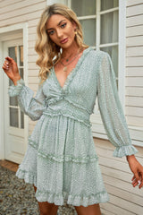 Floral Frill Trim Plunge Flounce Sleeve Dress king-general-store-5710.myshopify.com