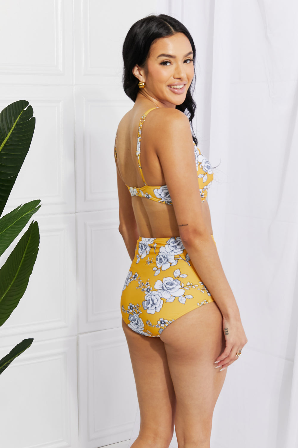 Marina West Swim Take A Dip Twist High-Rise Bikini in Mustard king-general-store-5710.myshopify.com