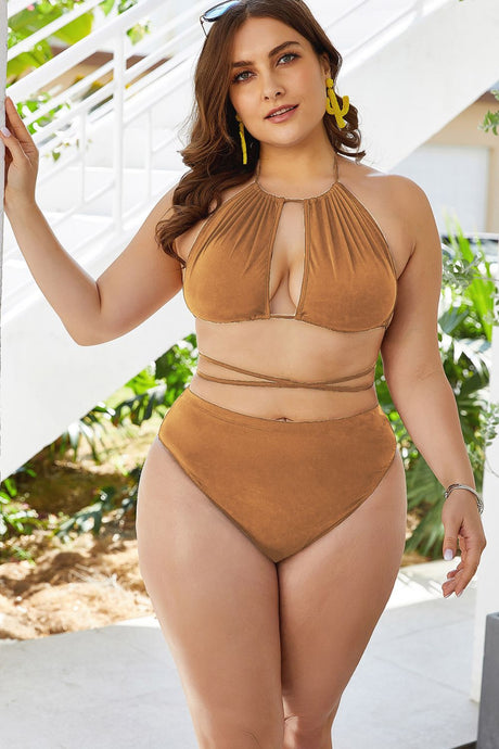Plus Size Cutout Tied Backless Bikini Set king-general-store-5710.myshopify.com