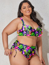 Plus Size Printed Drawstring Detail Bikini Set king-general-store-5710.myshopify.com