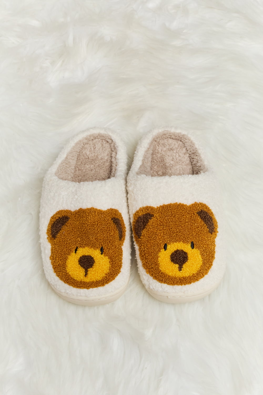 Melody Teddy Bear Print Plush Slide Slippers king-general-store-5710.myshopify.com