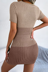 Color Block Cutout Short Sleeve Sweater Dress king-general-store-5710.myshopify.com