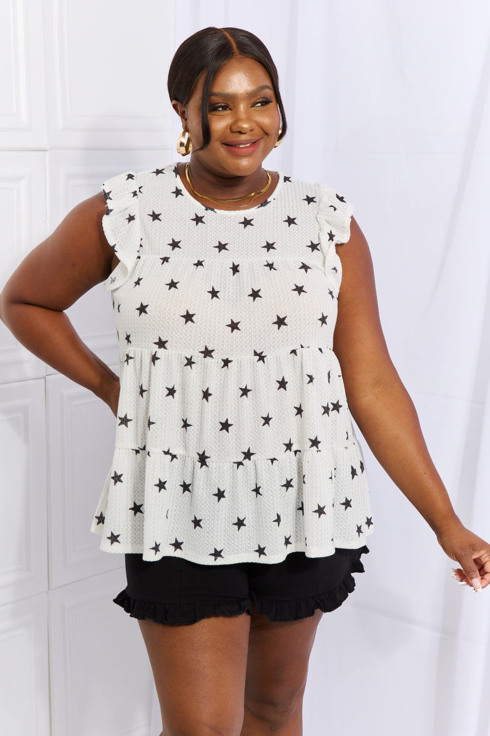 Heimish Shine Bright Full Size Butterfly Sleeve Star Print Top king-general-store-5710.myshopify.com