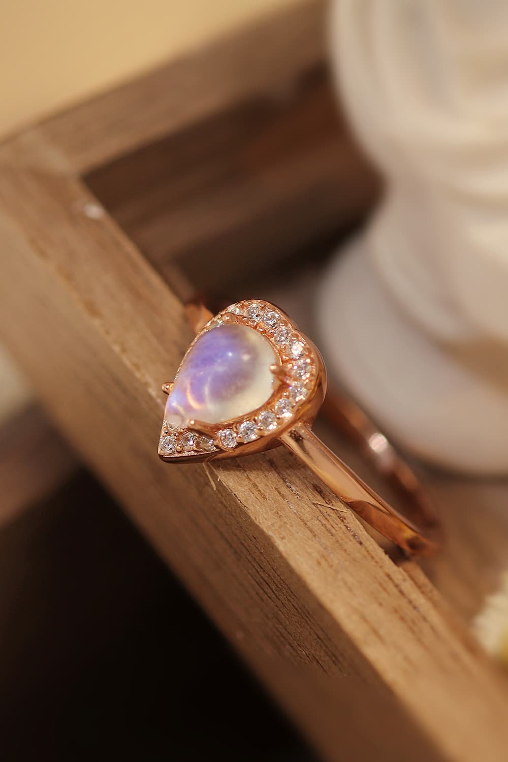 Moonstone Teardrop 925 Sterling Silver Halo Ring king-general-store-5710.myshopify.com