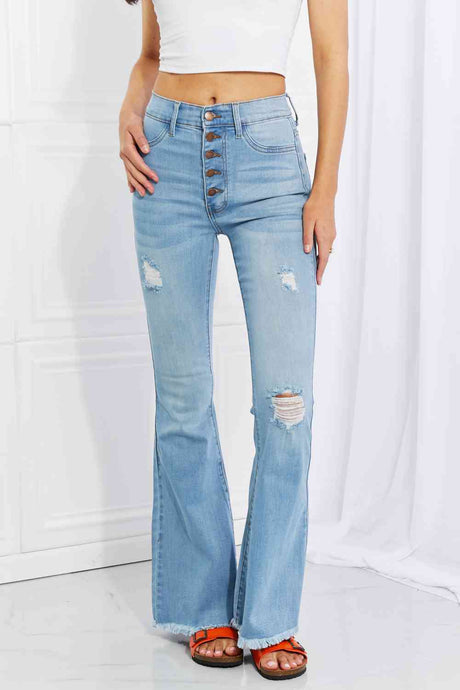 Vibrant MIU Full Size Jess Button Flare Jeans king-general-store-5710.myshopify.com