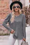 Round Neck Puff Sleeve Ribbed Top king-general-store-5710.myshopify.com