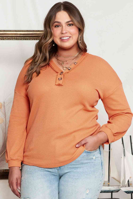 Plus Size V-Neck Dropped Shoulder Top king-general-store-5710.myshopify.com