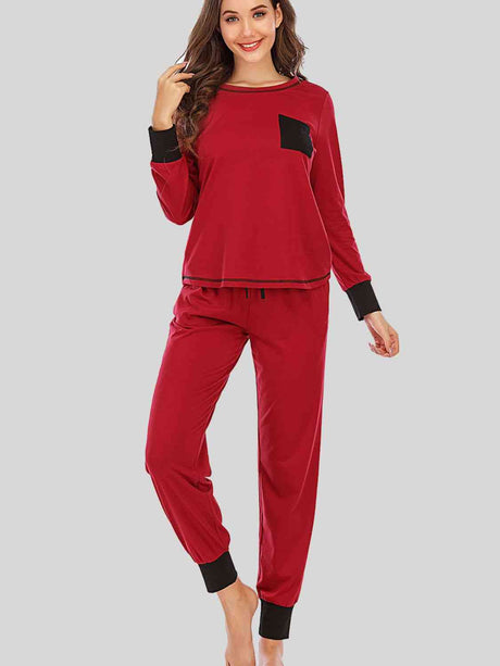 Round Neck Top and Pants Lounge Set king-general-store-5710.myshopify.com