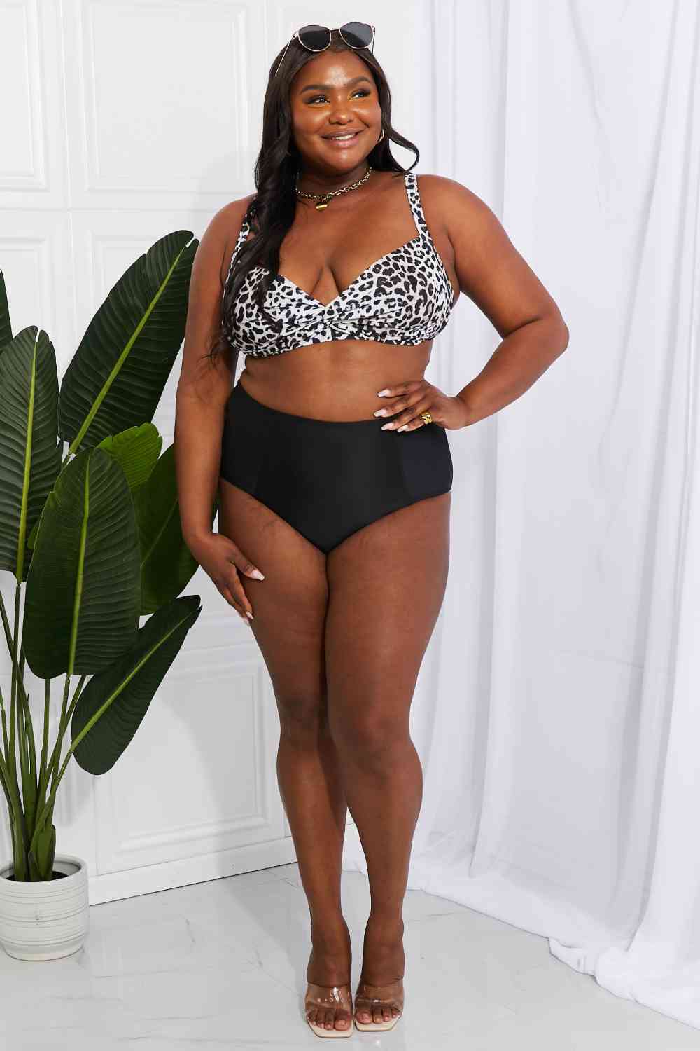 Marina West Swim Take A Dip Twist High-Rise Bikini in Leopard king-general-store-5710.myshopify.com